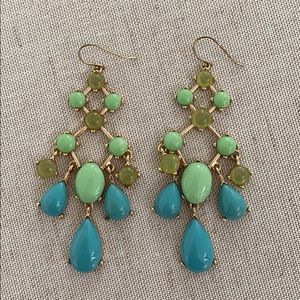 Banana Republic Blue Green Stone Drop Earrings Statement Boho Chic